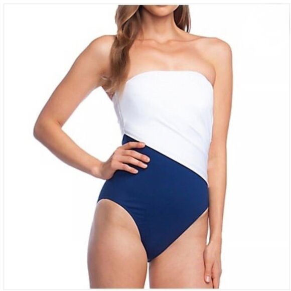 NWT Lauren Ralph Lauren Sz 6 Bel Aire Underwire One Piece Swimsuit Blue $128 - Picture 1 of 6